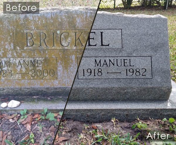 Before and After Restoration Gravesite Stone